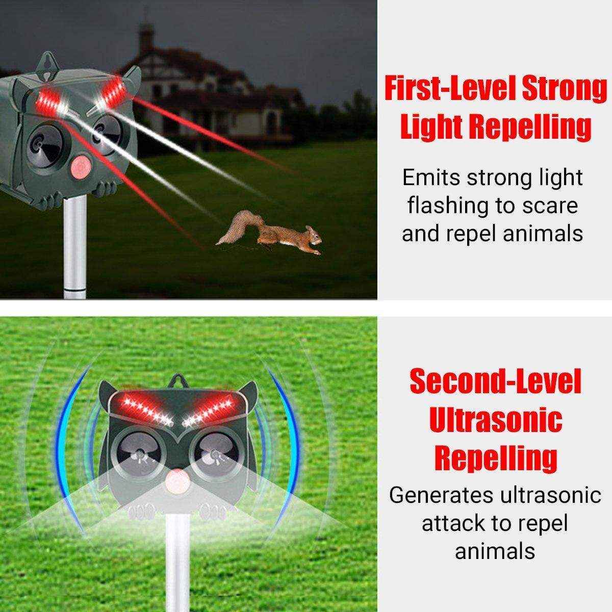 Solar Powered Ultrasonic Bird Repeller Outdoor Animal Deterrent Garden Device - Image 8