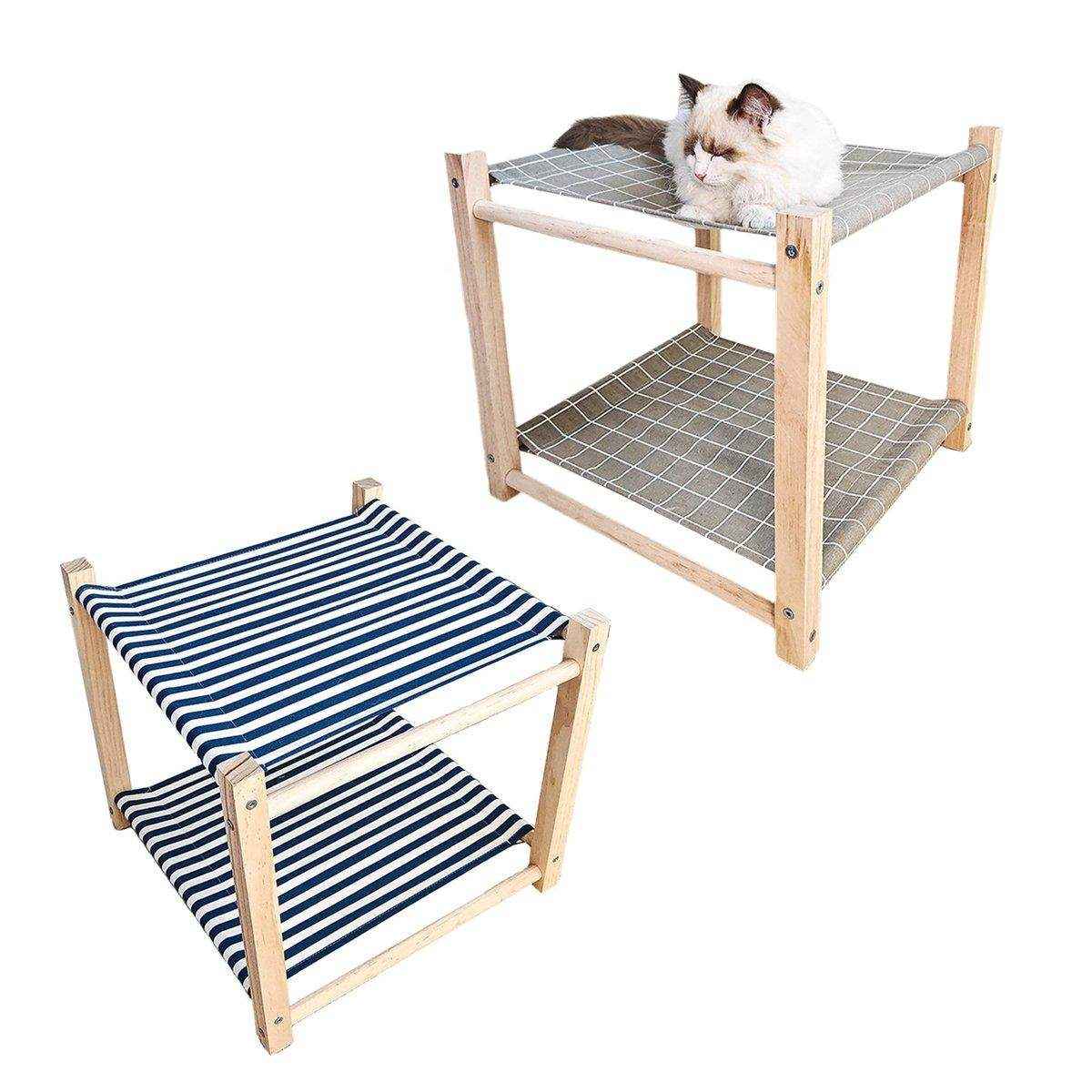 Solid Wood Dual-Layer Cat Hammock Cat Bed - Image 3