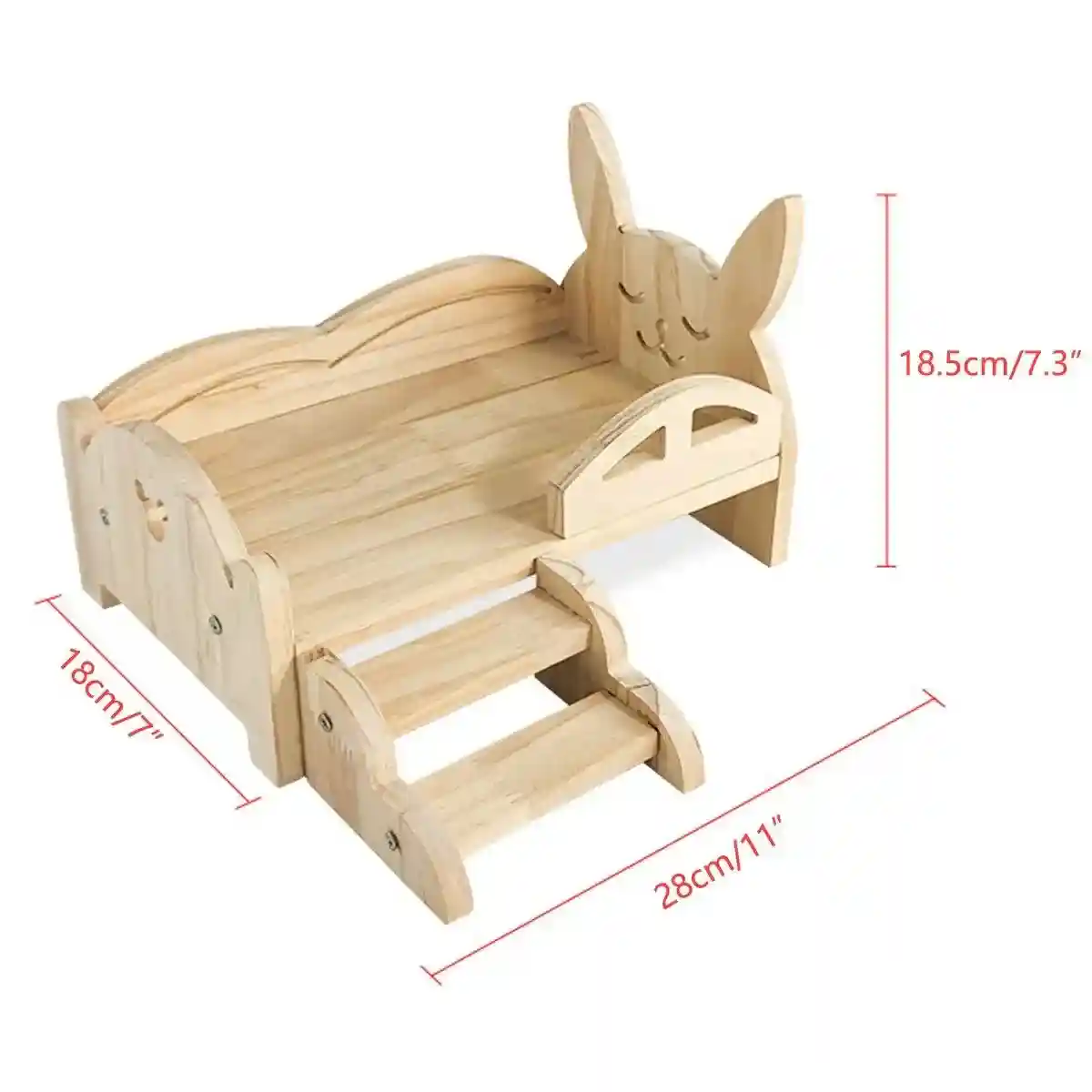 Solid Wood Rabbit Bed with Ladder Durable & Stylish Design - Image 4
