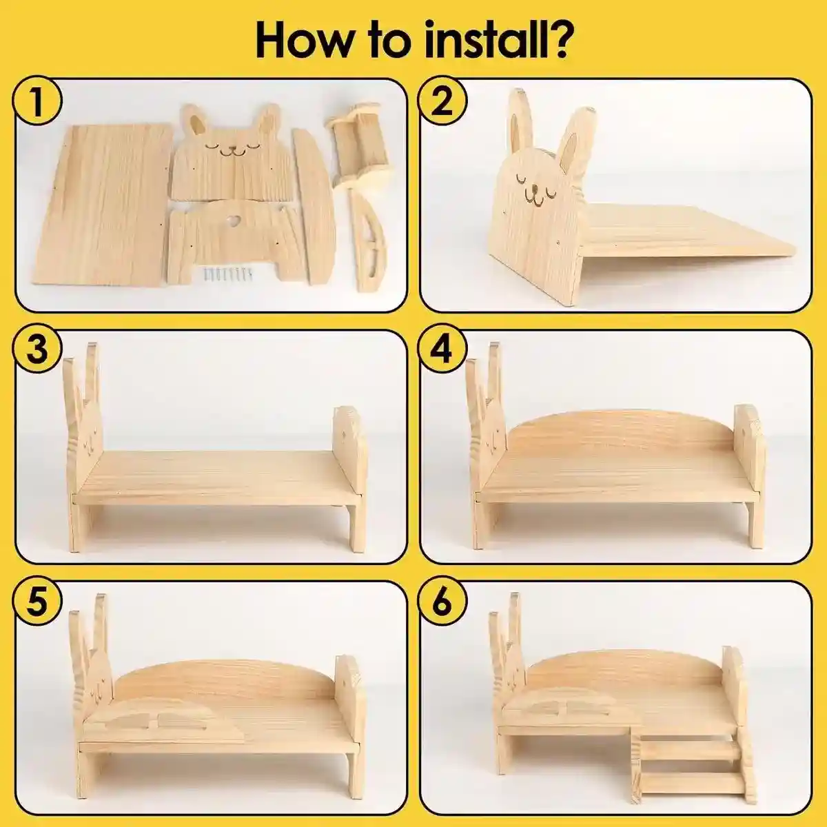 Solid Wood Rabbit Bed with Ladder Durable & Stylish Design - Image 8