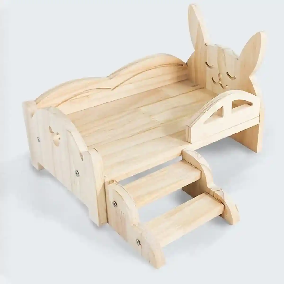 Solid Wood Rabbit Bed with Ladder Durable & Stylish Design - Image 9