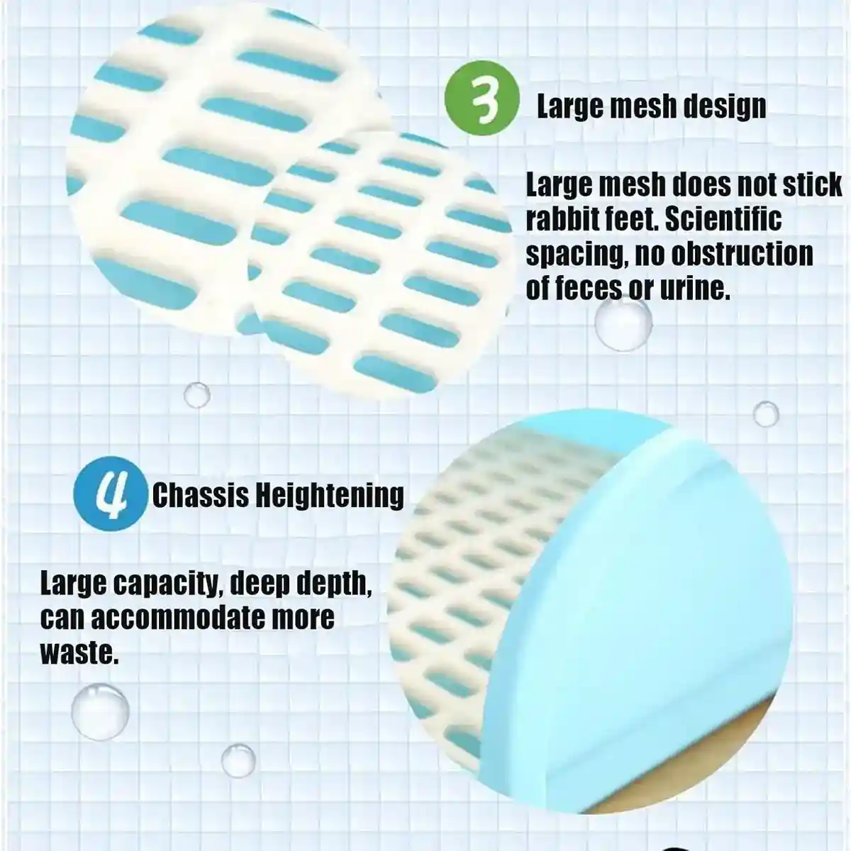 Spacious Rabbit Toilet with Splash Guard & Removable Mesh Grid - Image 5