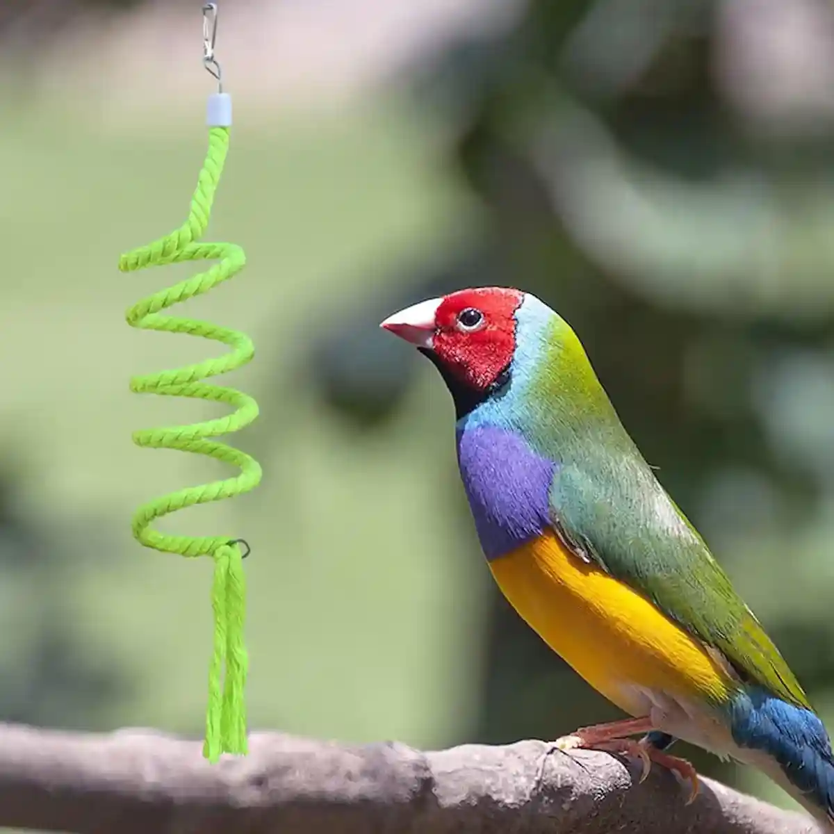 Spiral Cotton Rope Bird Climbing Toy With Hook 150cm - Image 4