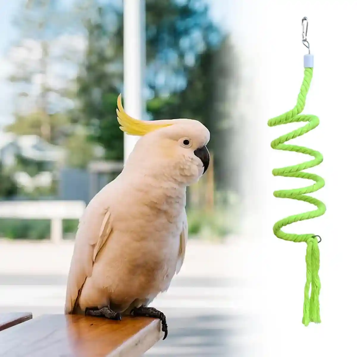 Spiral Cotton Rope Bird Climbing Toy With Hook 150cm - Image 9