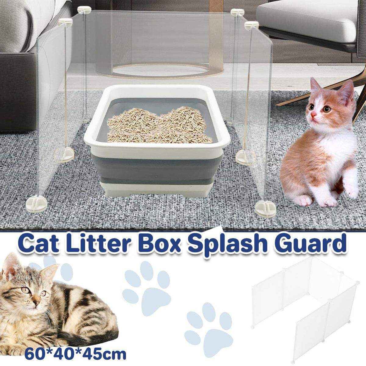 Splash Proof Cat Litter Box Enclosure Transparent & Easy-to-Clean Panels - Image 2