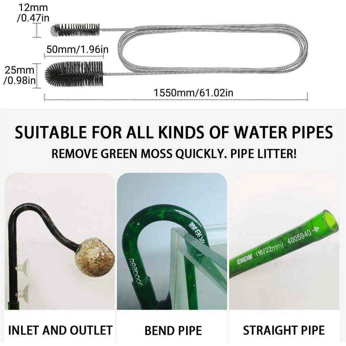 Spring Brush Aquarium U Shaped Pipe Cleaner Brush for Hole Cleaning Fish Tank - Image 2