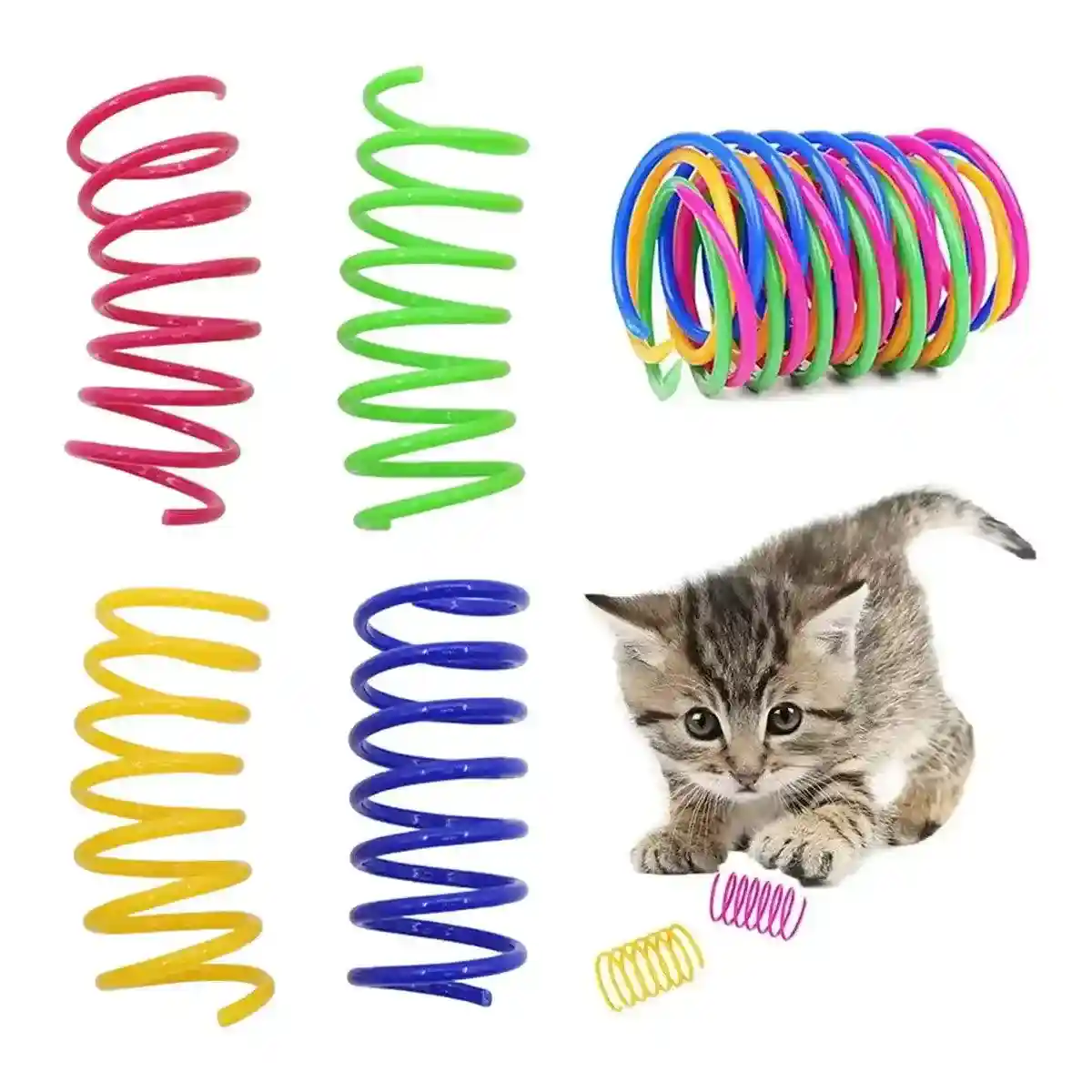 Interactive Spring Cat Toy Colorful Plastic Springs for Indoor Play - Image 6