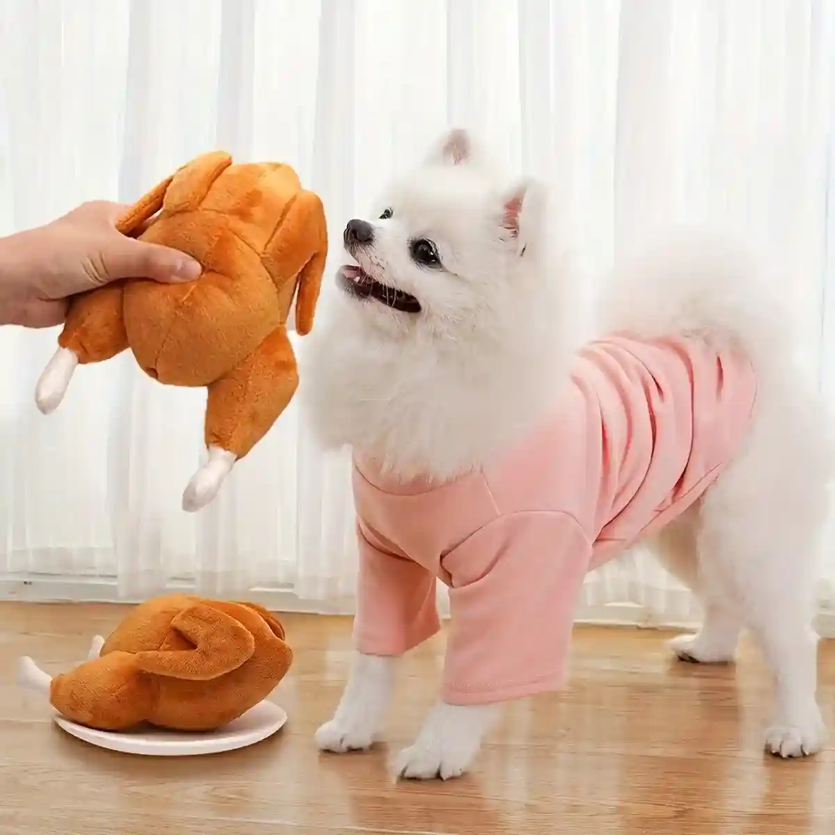 Durable Roast Chicken Plush Dog Toy with Squeaker Fun for All Dogs - Image 4