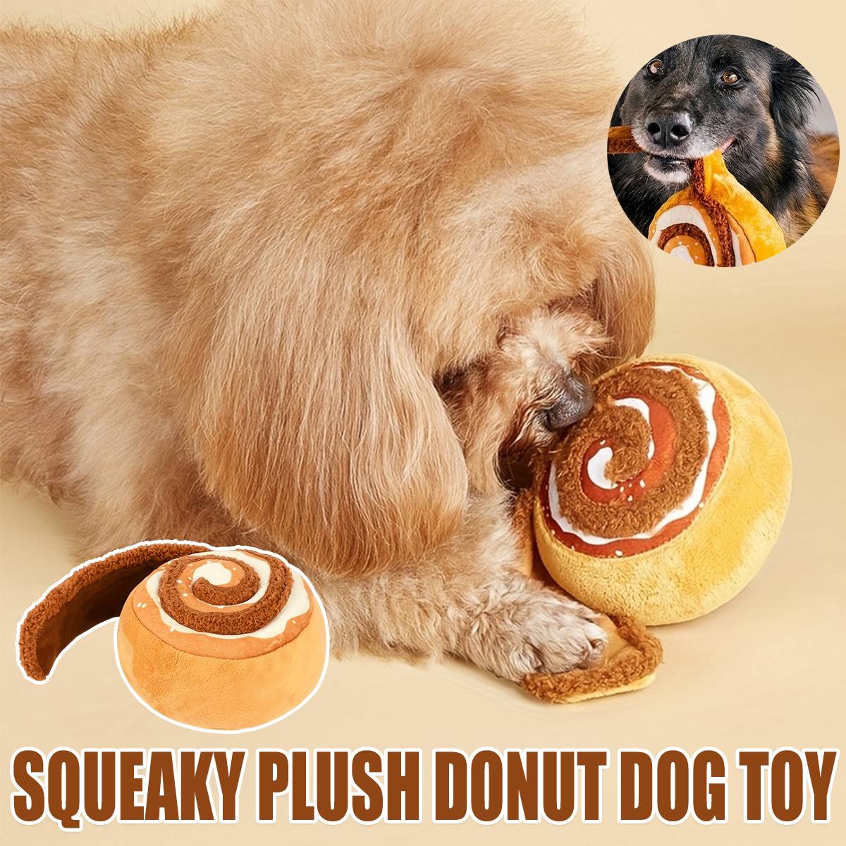 Squeaky Plush Donut Dog Toy Cinna-bone - Image 2