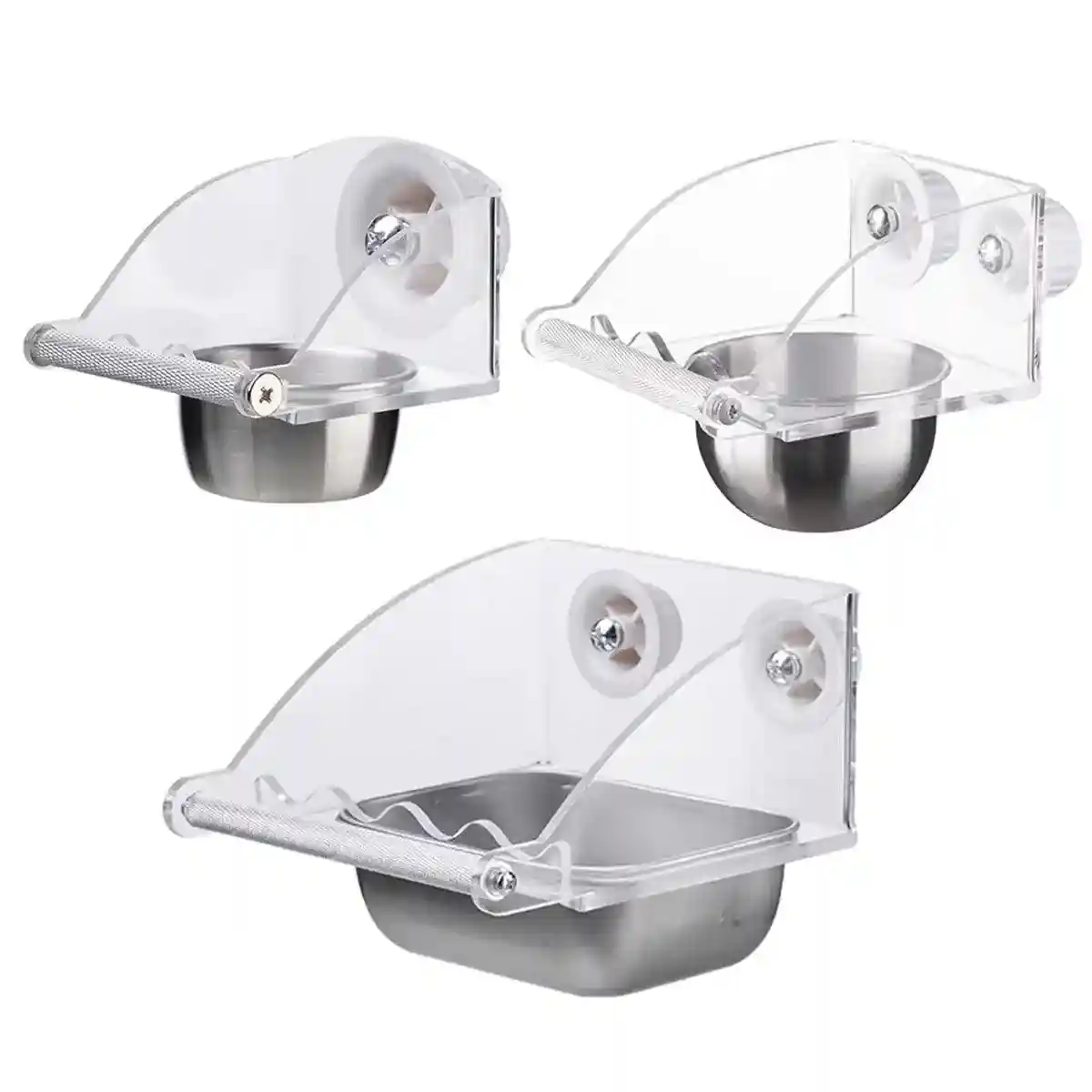 Durable Stainless Steel Bird Bowl with Acrylic Feeder for Mess-Free Feeding - Image 2