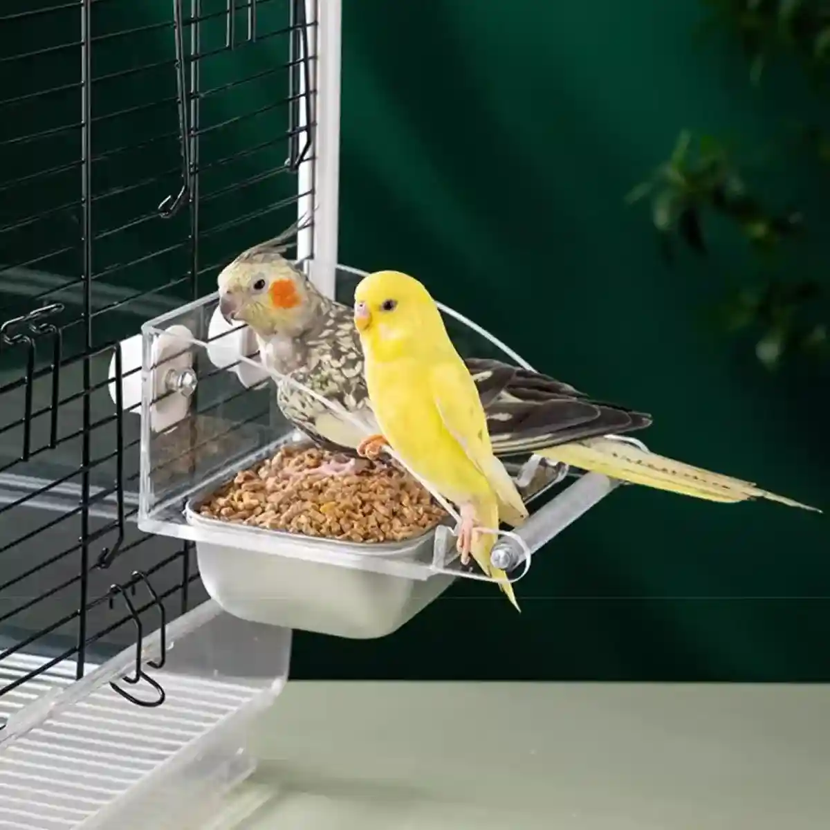 Durable Stainless Steel Bird Bowl with Acrylic Feeder for Mess-Free Feeding - Image 6