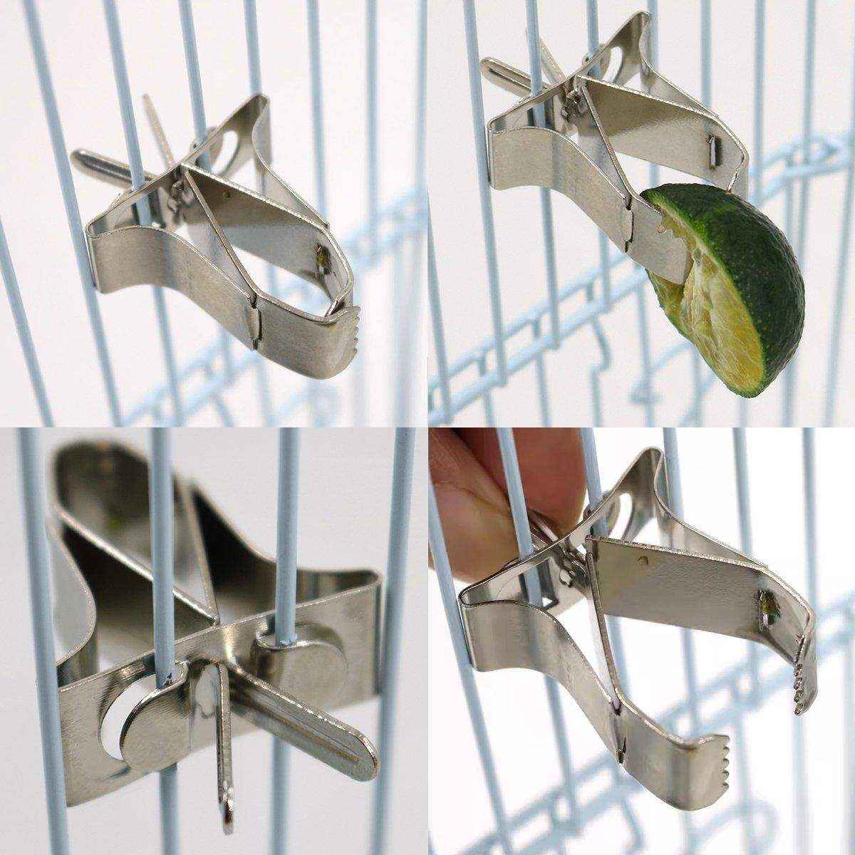 6X Fruit Pet Cage Accessories Bird Food Holders Clip Parrot Feeder Feeding Clamp - Image 13