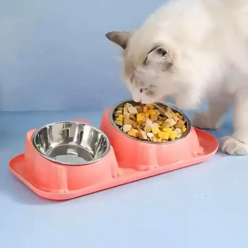 15° Tilted Double Stainless Steel Cat Bowl - Image 4