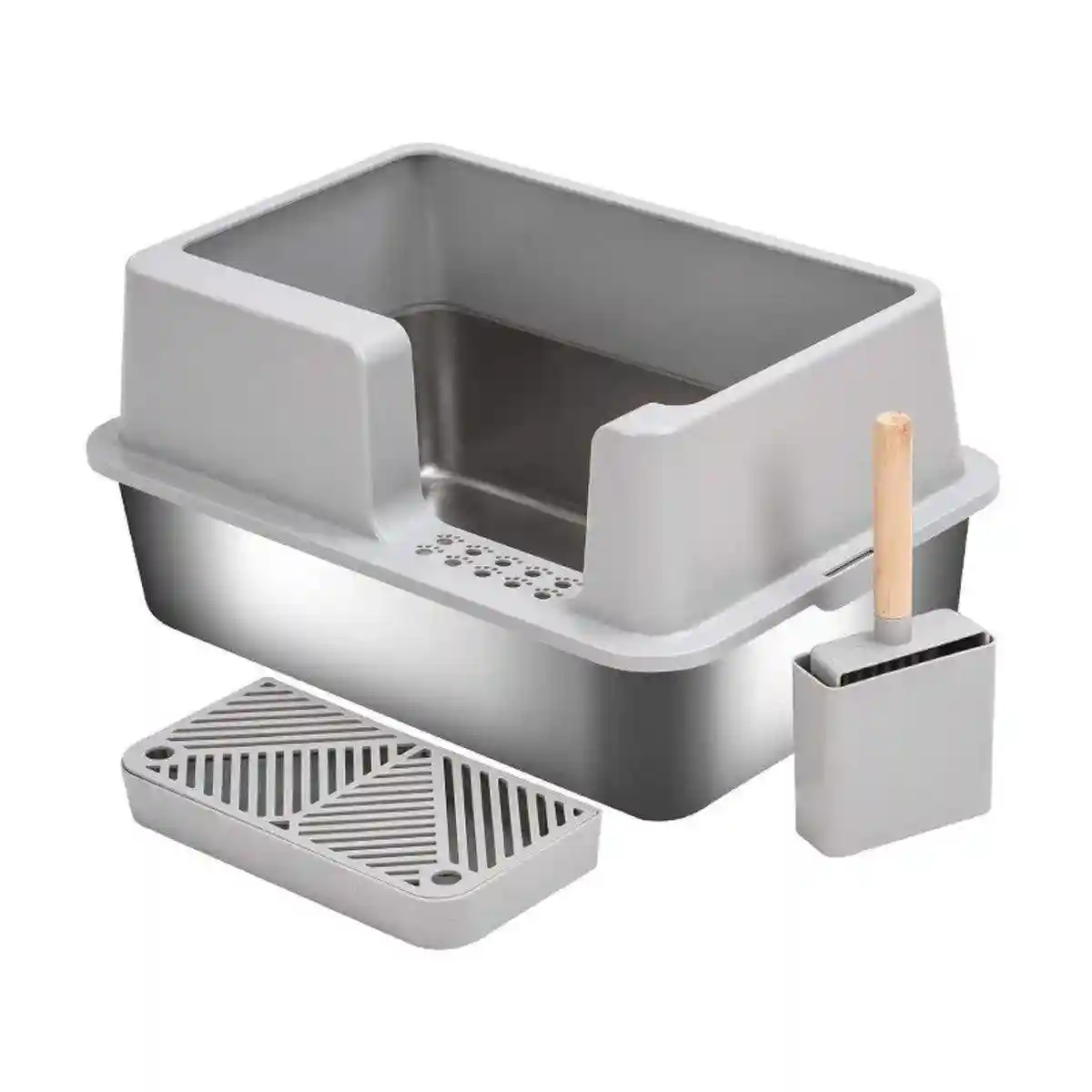 Stainless Steel Cat Litter Box Leak-proof Sand Large Space Litter Box - Image 2