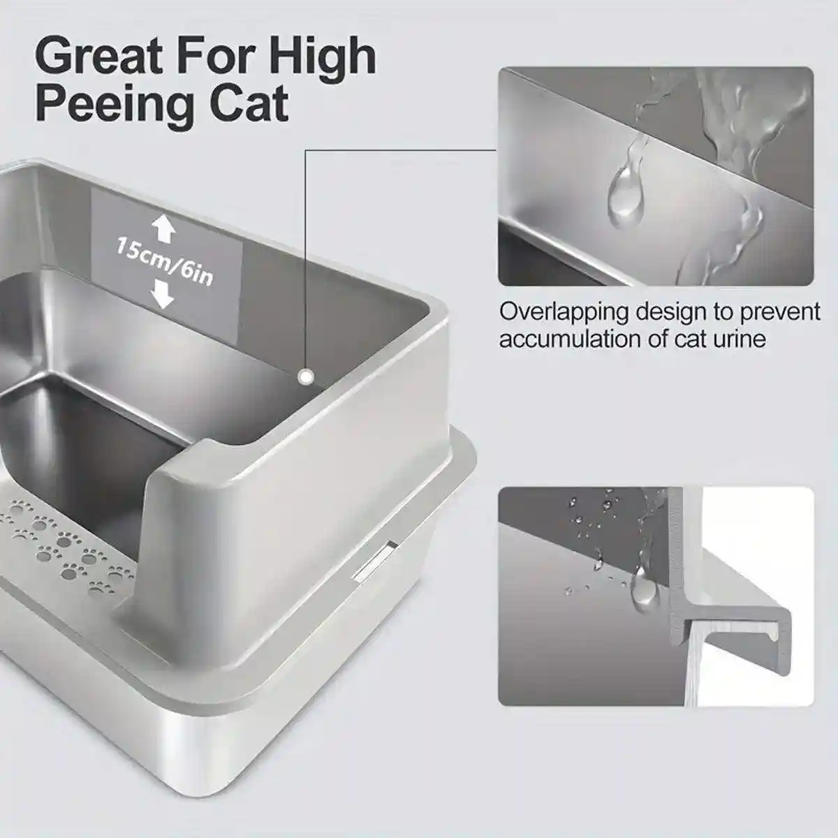 Stainless Steel Cat Litter Box Leak-proof Sand Large Space Litter Box - Image 4