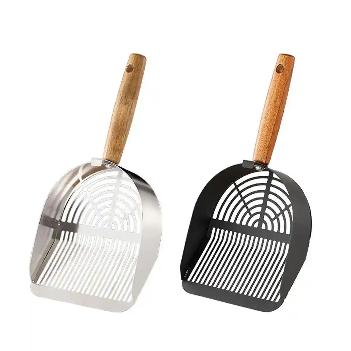 Stainless Steel Cat Litter Scoop with Wooden Handle - Image 2