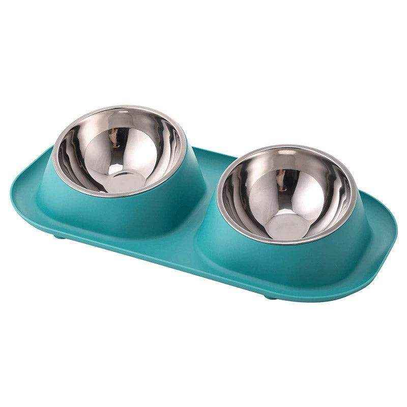 Stainless Steel Double Pet Bowl Set with Non-Slip Base 6 Colors - Image 13