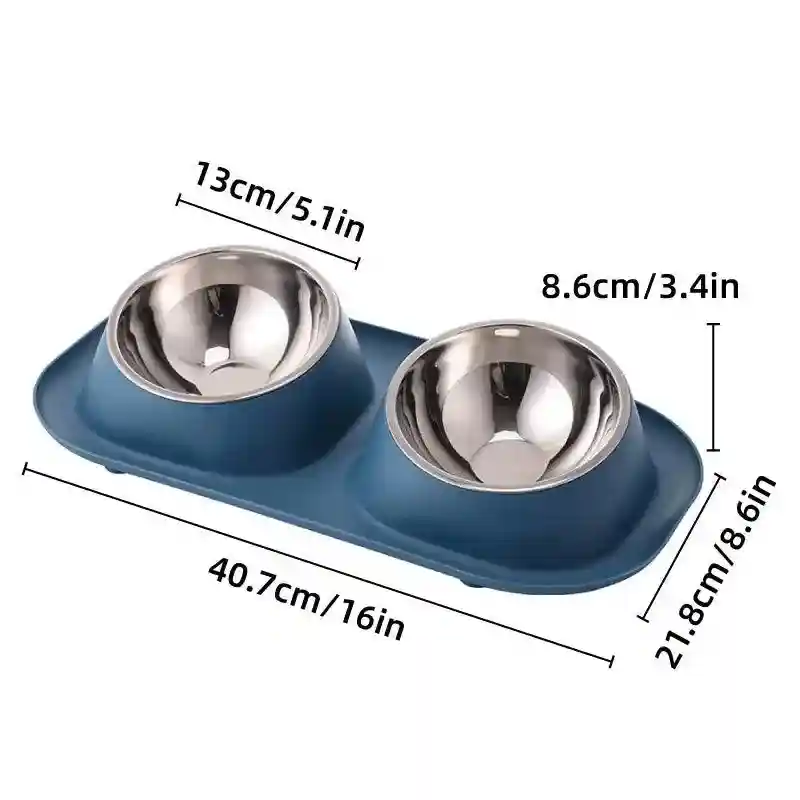 Stainless Steel Double Pet Bowl Set with Non-Slip Base 6 Colors - Image 3