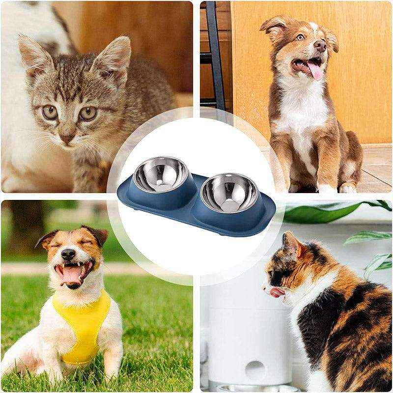 Stainless Steel Double Pet Bowl Set with Non-Slip Base 6 Colors - Image 4