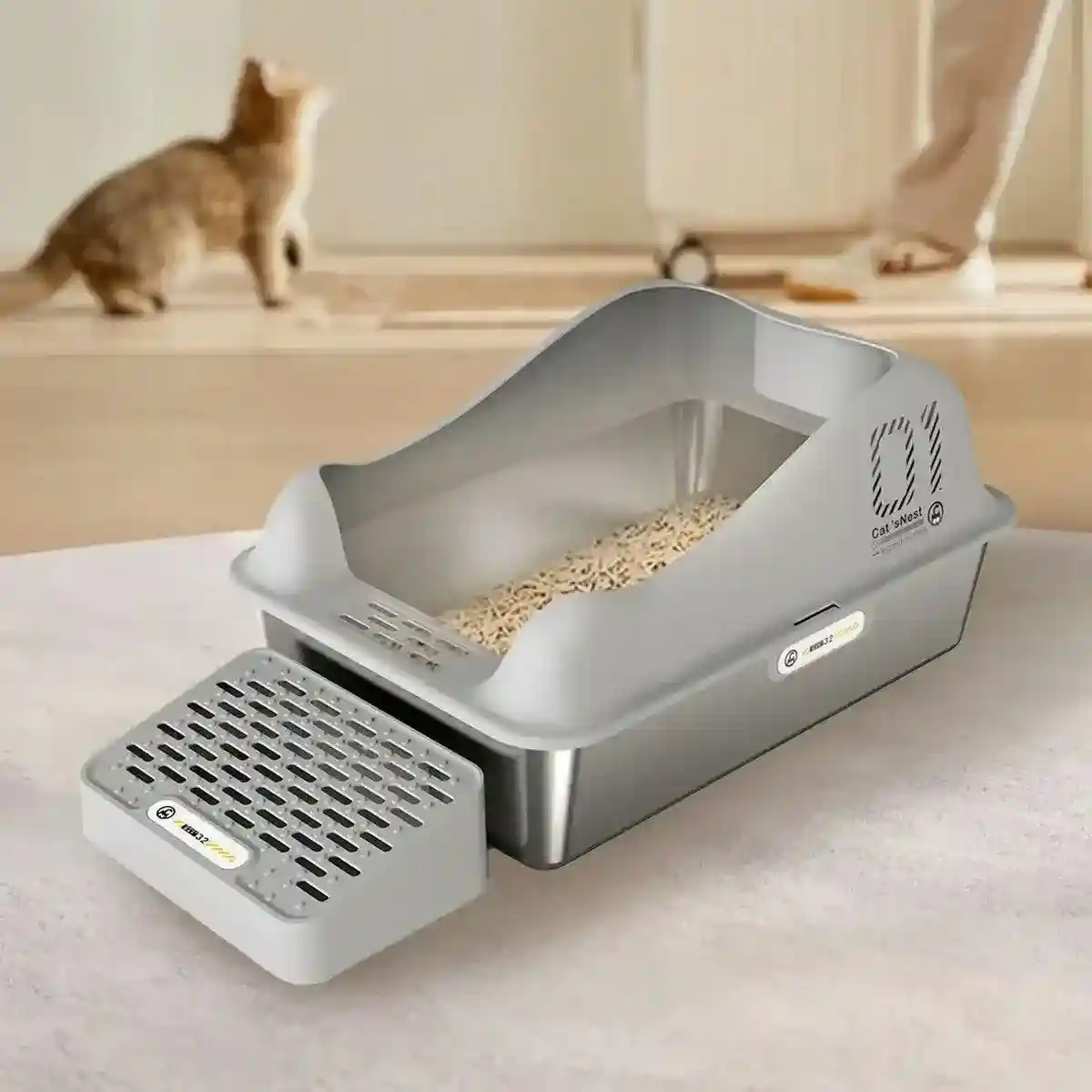 Stainless Steel Large Cat Litter Box Durable & Easy to Clean Design - Image 4