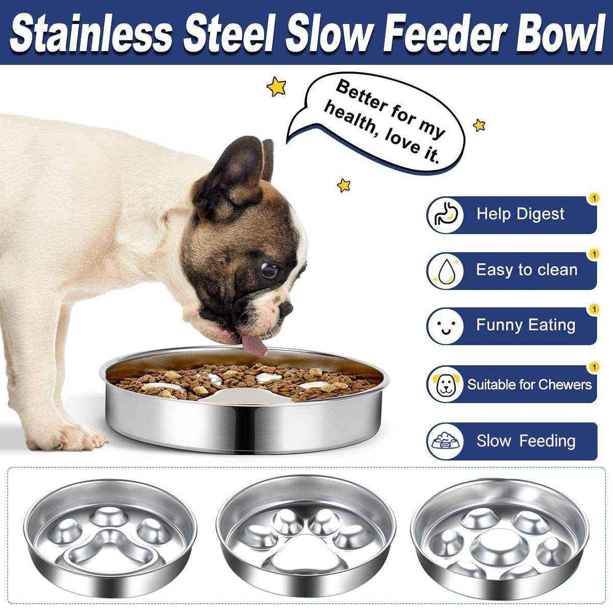 Durable Stainless Steel Slow Feeder Dog Bowl Anti-Bloat & Healthy Eating - Image 2