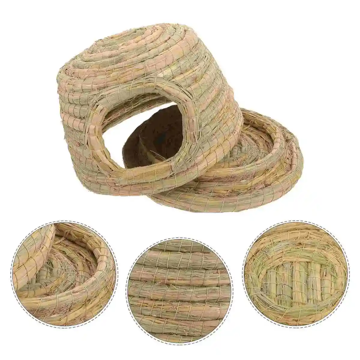 Cozy Straw Rabbit House with Detachable Base for Small Pets - Image 4