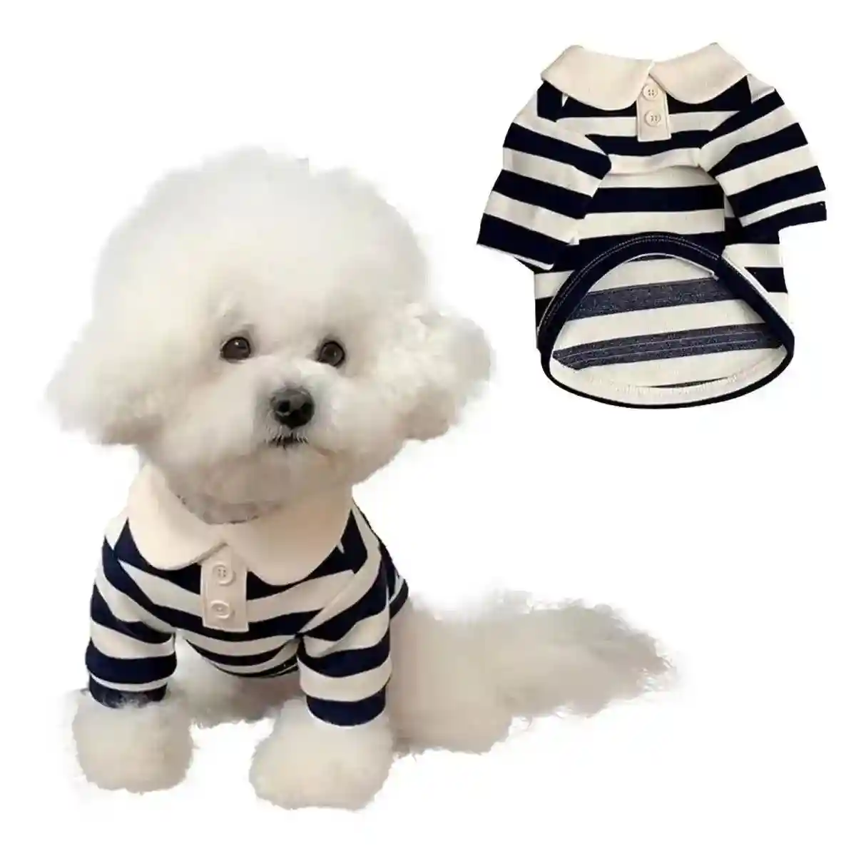 Striped Crew Neck Dog T-Shirt Fashionable Pet Outfit in Multiple Sizes - Image 9