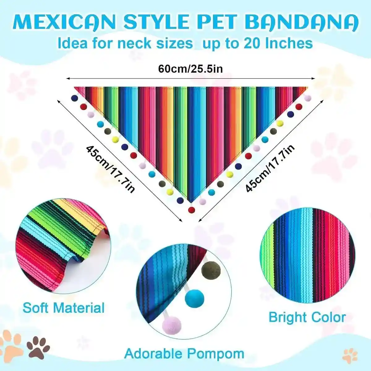 Striped Triangle Pet Towel & Fur Ball Straw Hat Scarf Set, Colorful Pet Accessories - Image 11