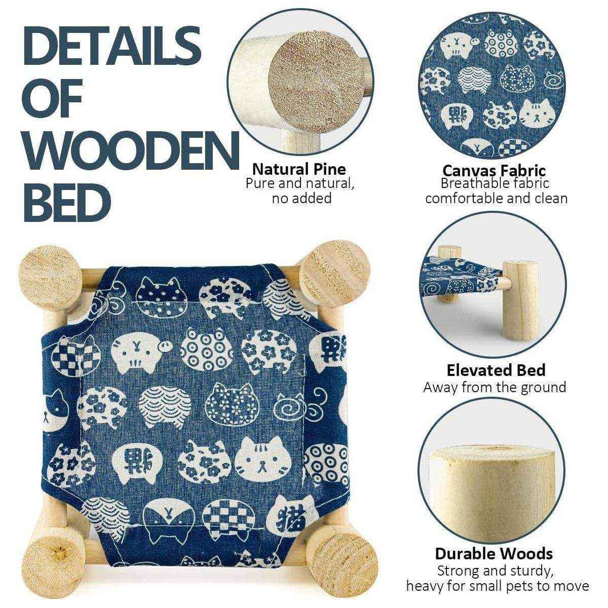 Stylish Wooden Small Pet Bed with Breathable Fabric - Image 4