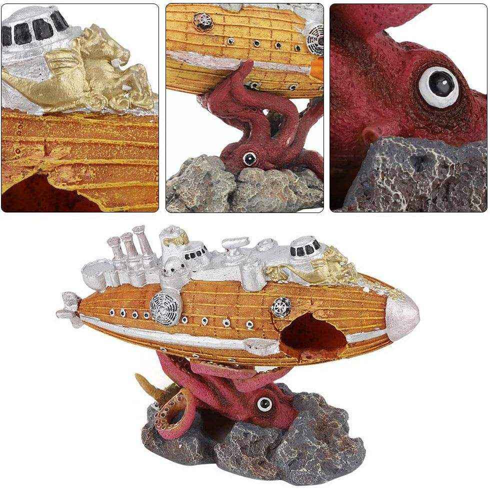 Explore the Depths with This Submarine-Themed Aquarium Ornament - Image 5
