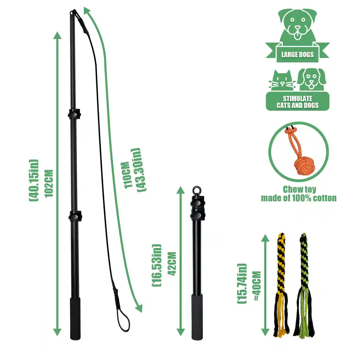 Telescopic Dog Teaser Stick with Chew Toys for Large Breed Training - Image 10