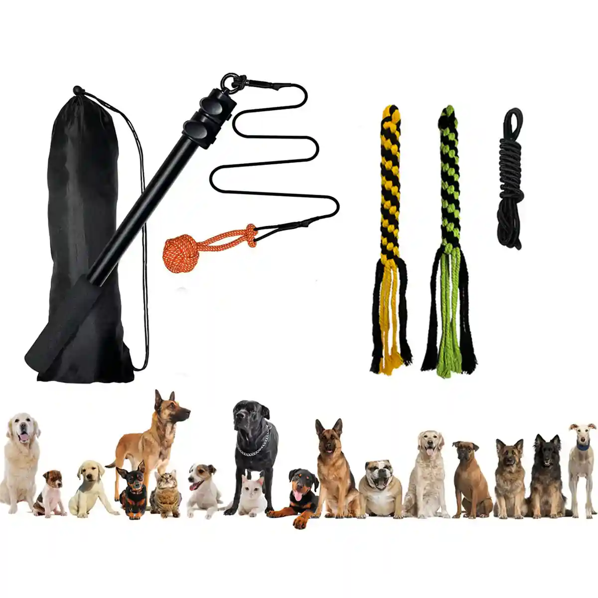 Telescopic Dog Teaser Stick with Chew Toys for Large Breed Training - Image 11