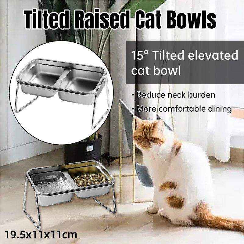 Elevate Mealtime with This Ergonomic Stainless Steel Cat Bowl Set