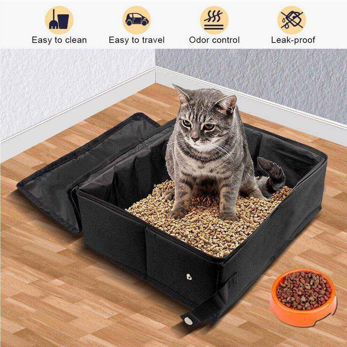 Travel Cat Litter Box With Lid and Handle Standard Portable Foldable Cat Litter Box Fabric Cat Litter Bag - Image 11