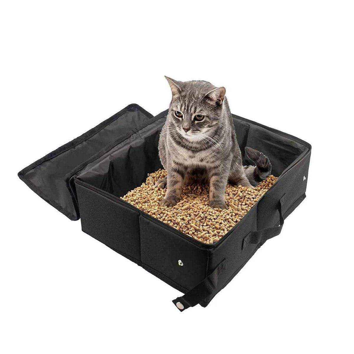Travel Cat Litter Box With Lid and Handle Standard Portable Foldable Cat Litter Box Fabric Cat Litter Bag - Image 2