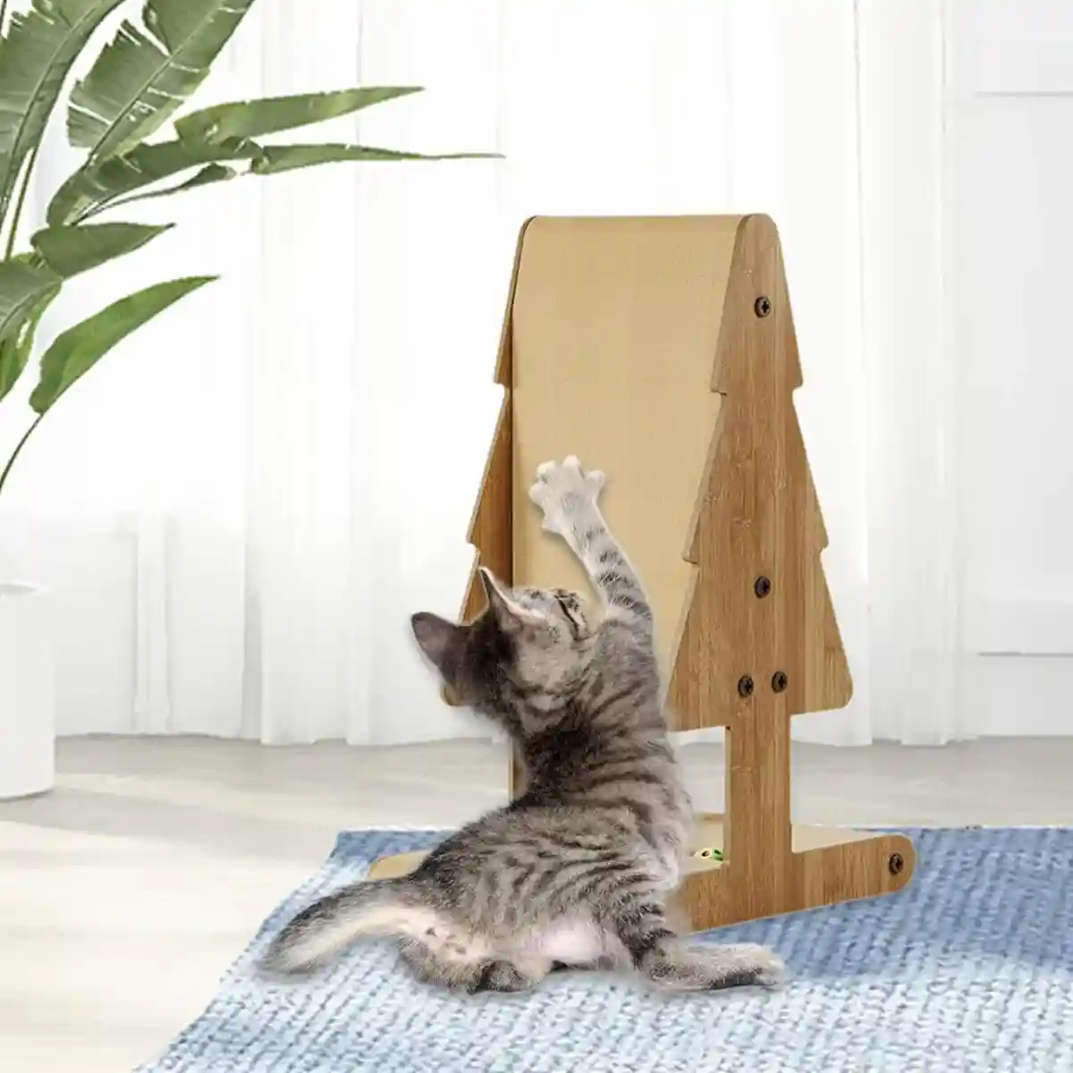 Tree Shaped Cat Scratching Board with Toy Ball Durable Cardboard Post - Image 12