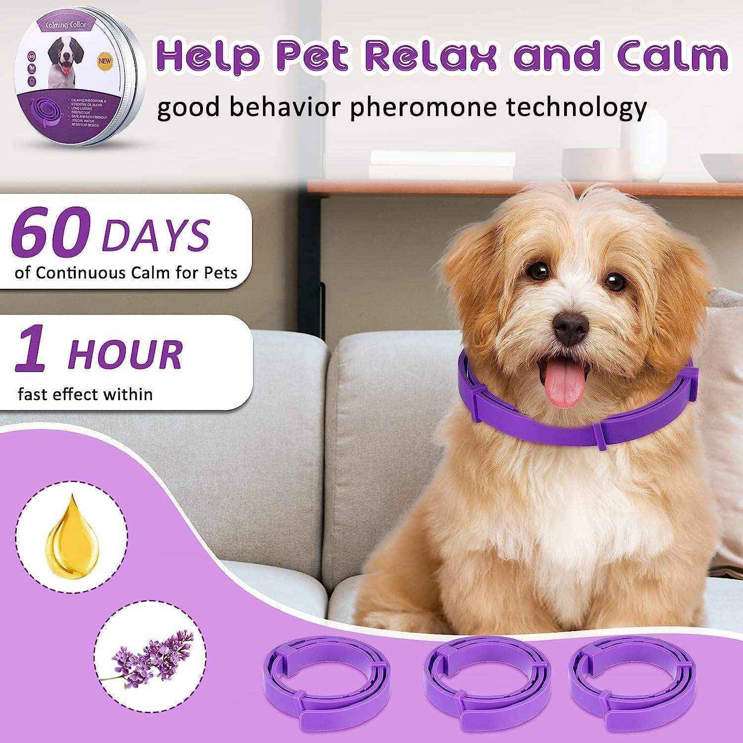 3/6PCS Pet Calming Collar Adjustable Anti-anxiety for Cats Dogs Stress Reduction - Image 7