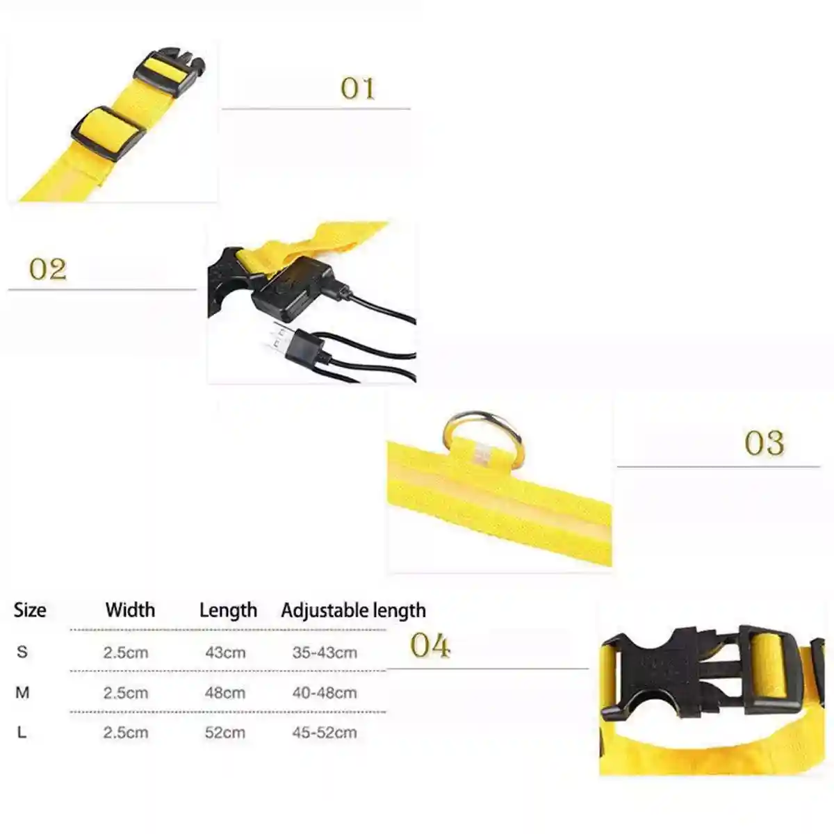 USB Rechargeable Light Up Dog Collar Glow in the Dark Safety for Night Walks - Image 5