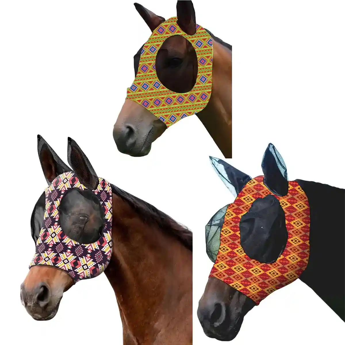 Colorful UV-Blocking Horse Mask with Mesh Eyes and Ear Covers - Image 2