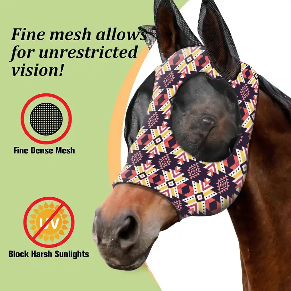 Colorful UV-Blocking Horse Mask with Mesh Eyes and Ear Covers - Image 6