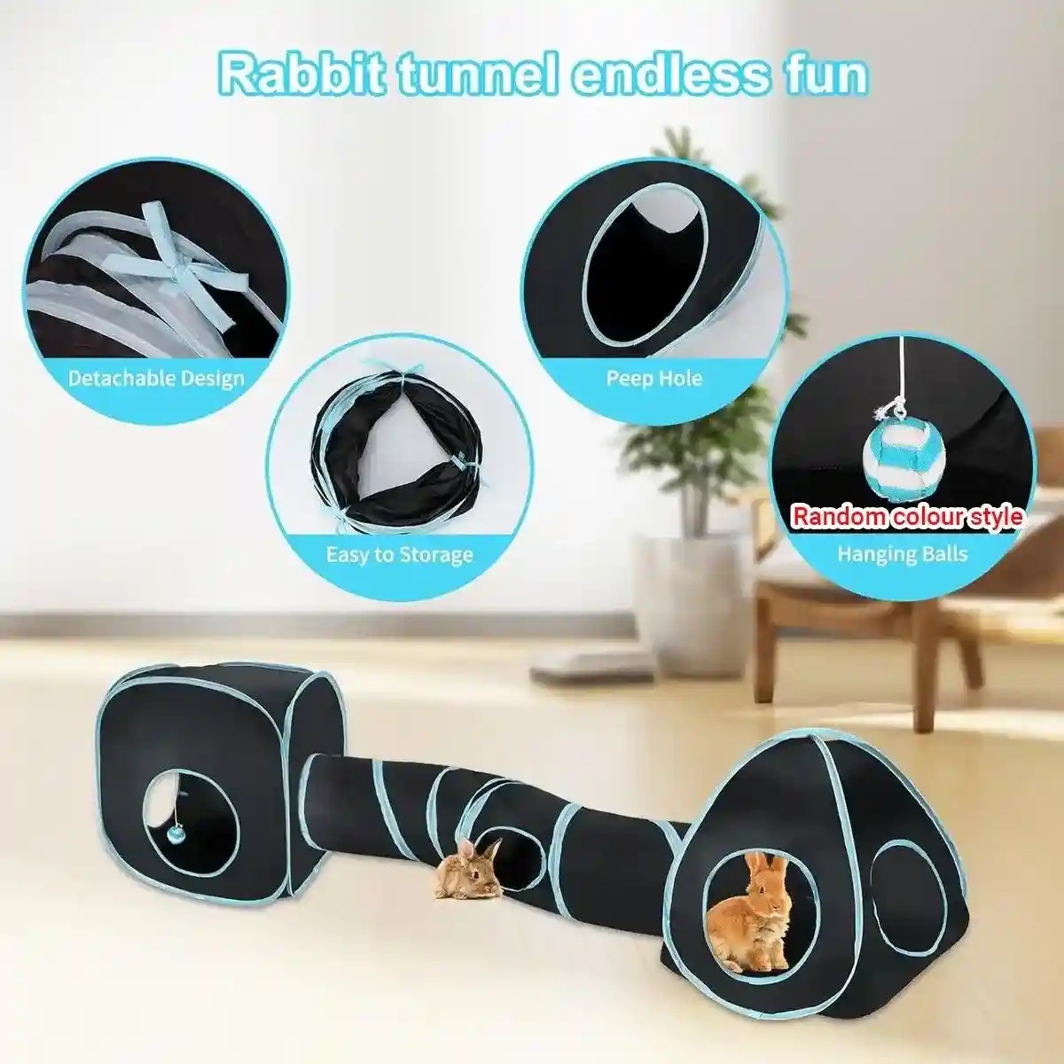 Versatile 3-in-1 Collapsible Cat Tunnel Interactive Play Space - Image 6