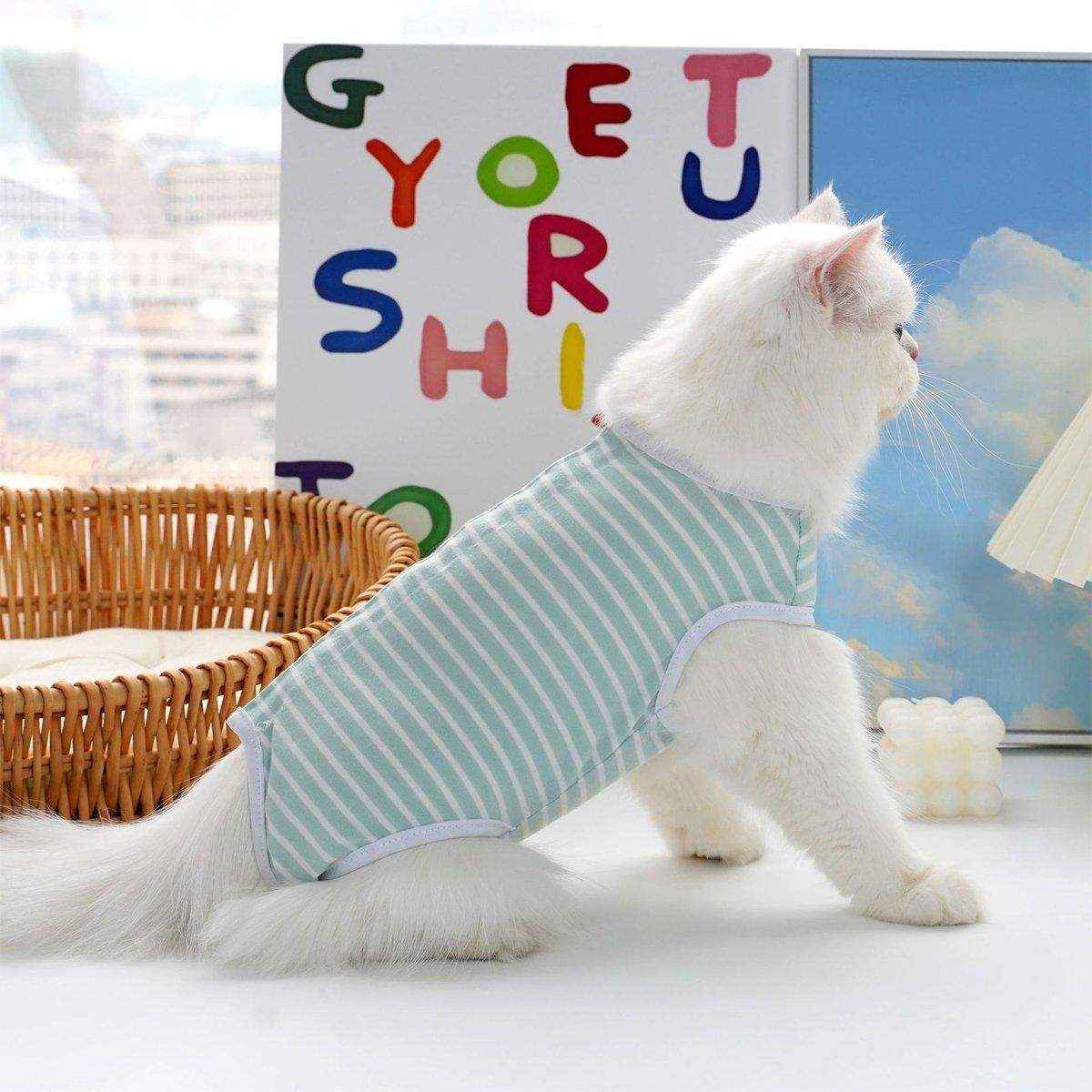 Pet Clothes Solid Color Striped Dog Cat Jumper Puppy Outfit - Image 10