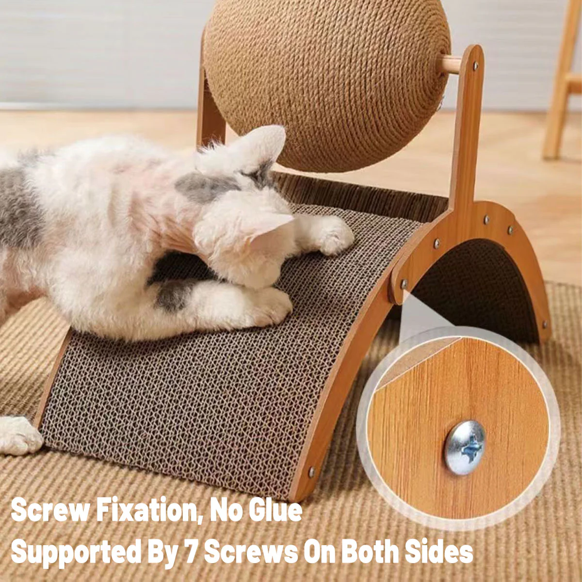 Vertical Cat Scratching Board With Sisal Ball - Image 4