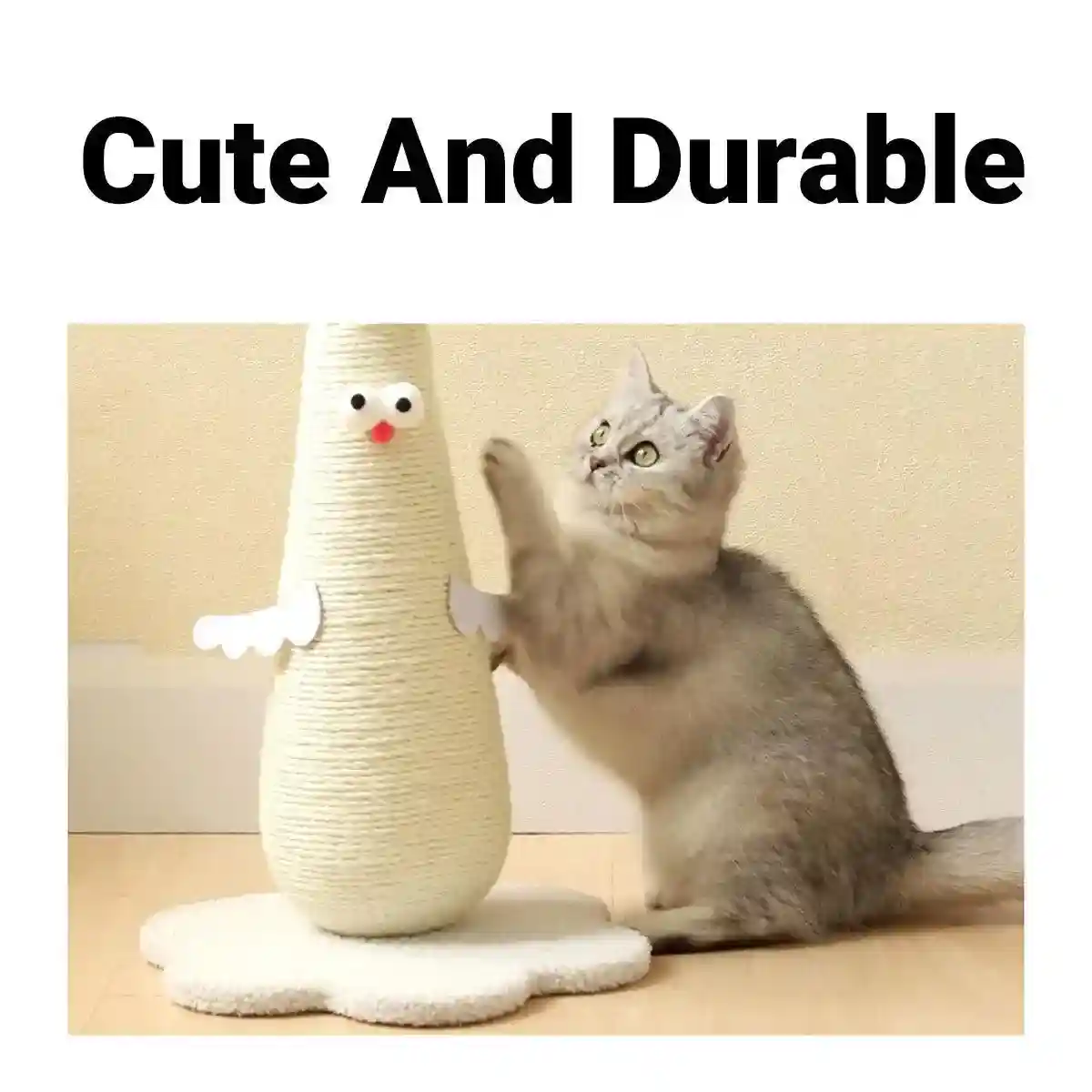 Compact Cat Scratch Post with Plush Ball and Velvet Base - Image 10