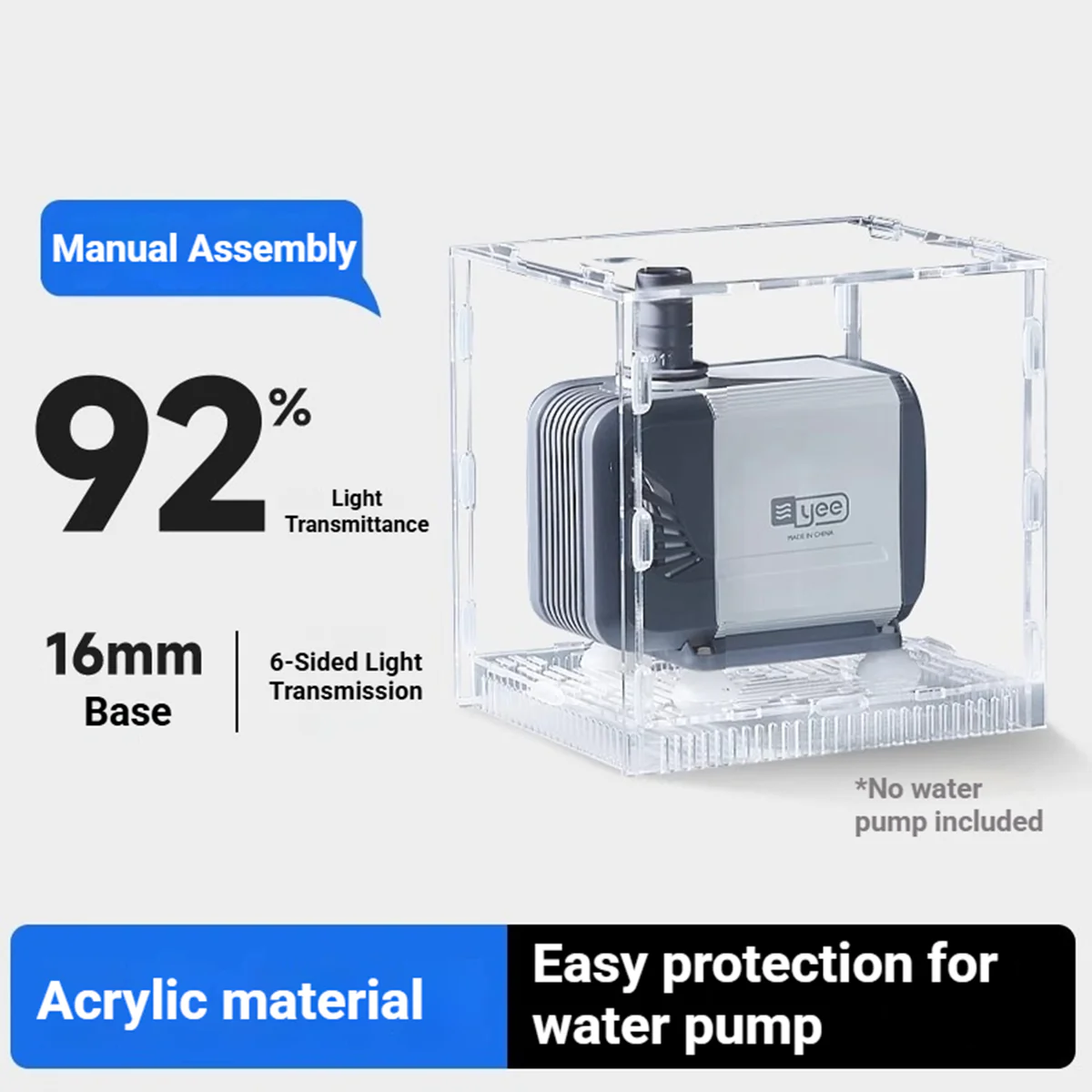 Water Pump Isolation Cover Clear Acrylic Protective Pump Box - Image 7