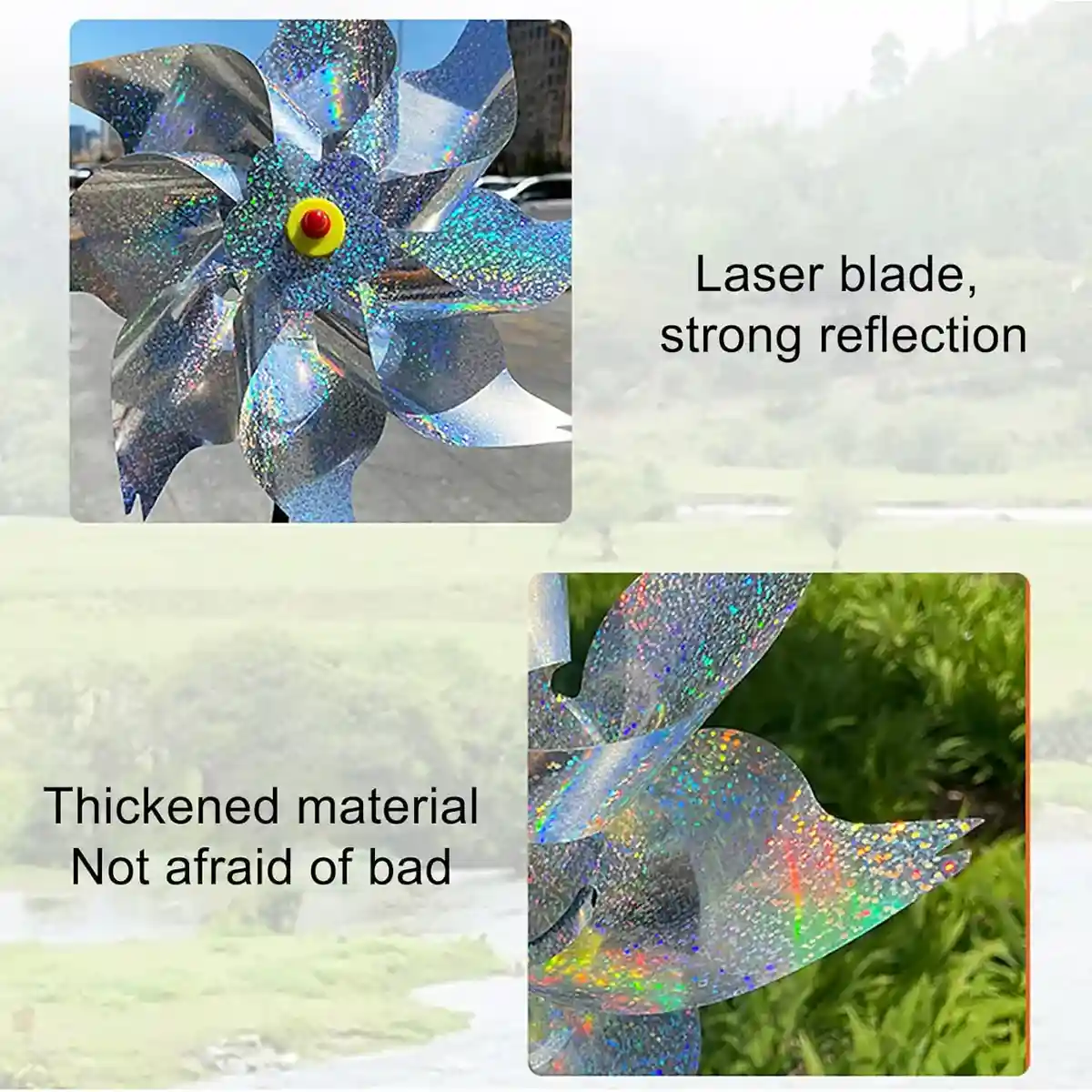 Reflective Windmill Bird Repellent 10PCS Garden Pest Deterrent Pinwheels - Image 8