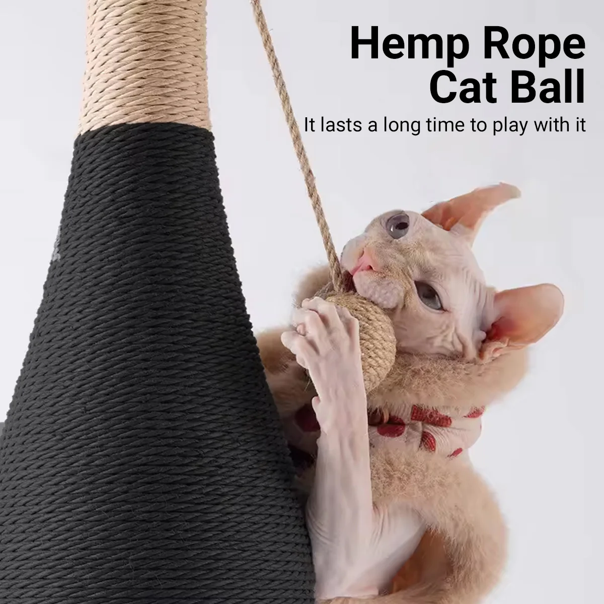 Wine Bottle Shaped Cat Scratching Post Stylish Hemp Rope Toy - Image 6