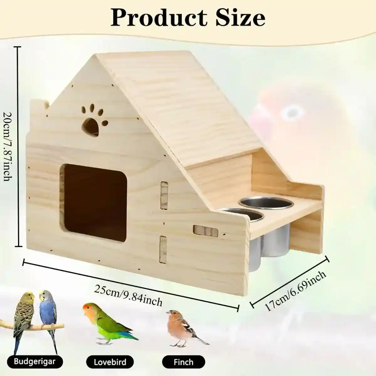 Multifunctional Wooden Bird House Villa with Feeder Natural Nesting Box - Image 6