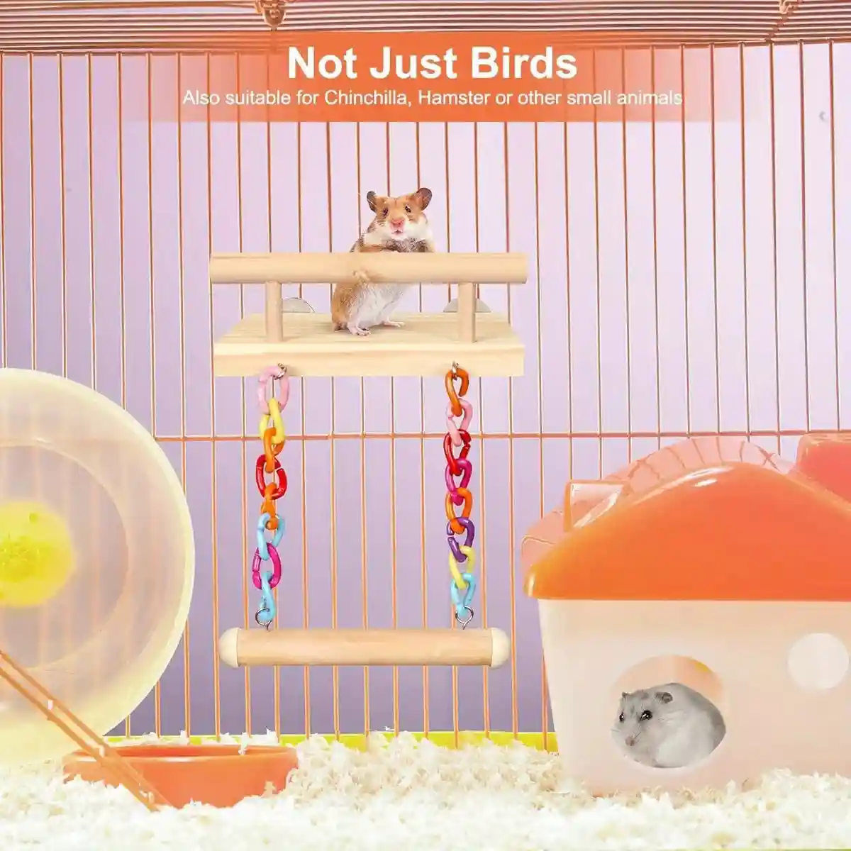 2-in-1 Wooden Bird Swing Platform for Parrots & Budgies - Image 9