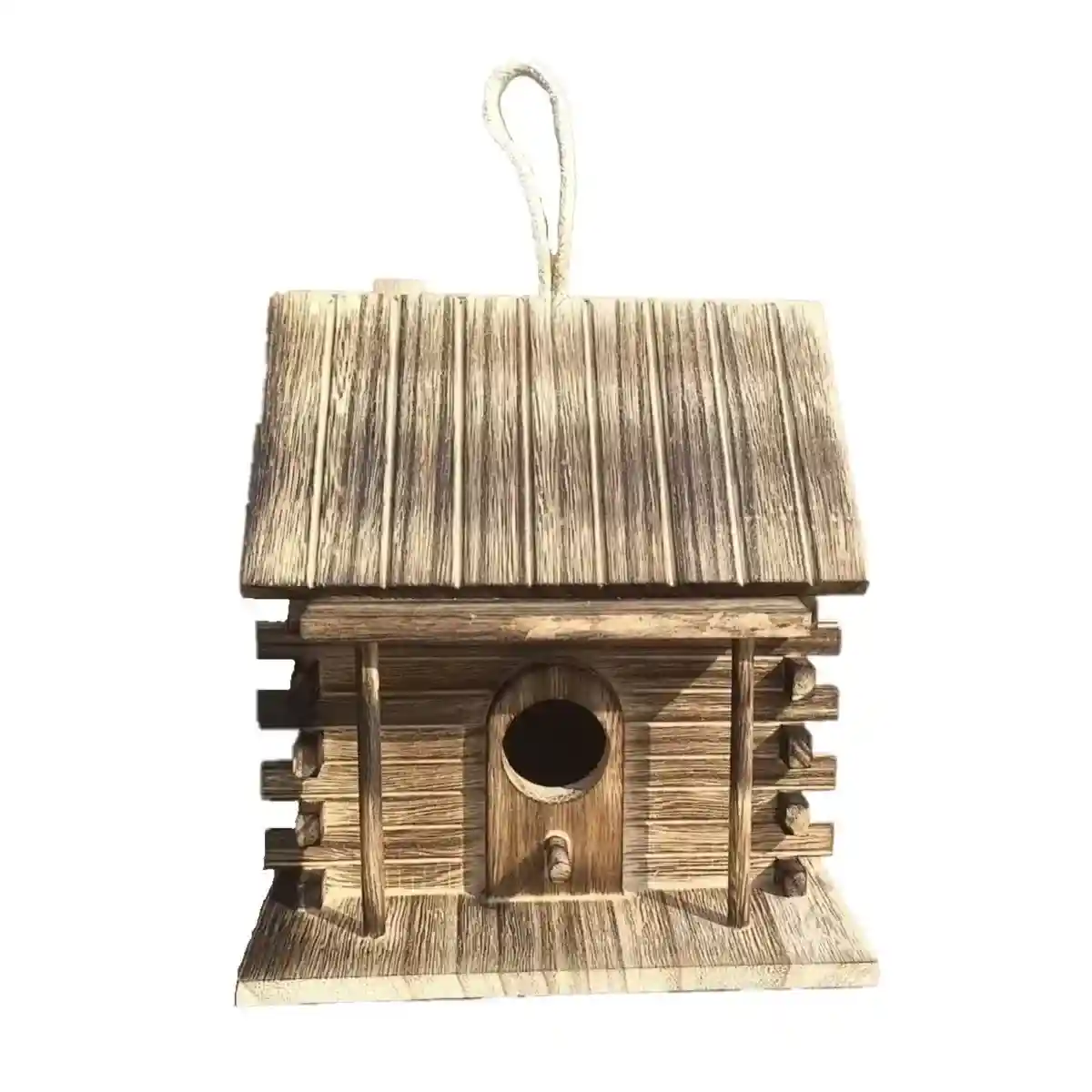 Rustic Hanging Wood Birdhouse for Outdoor Garden Decoration - Image 2